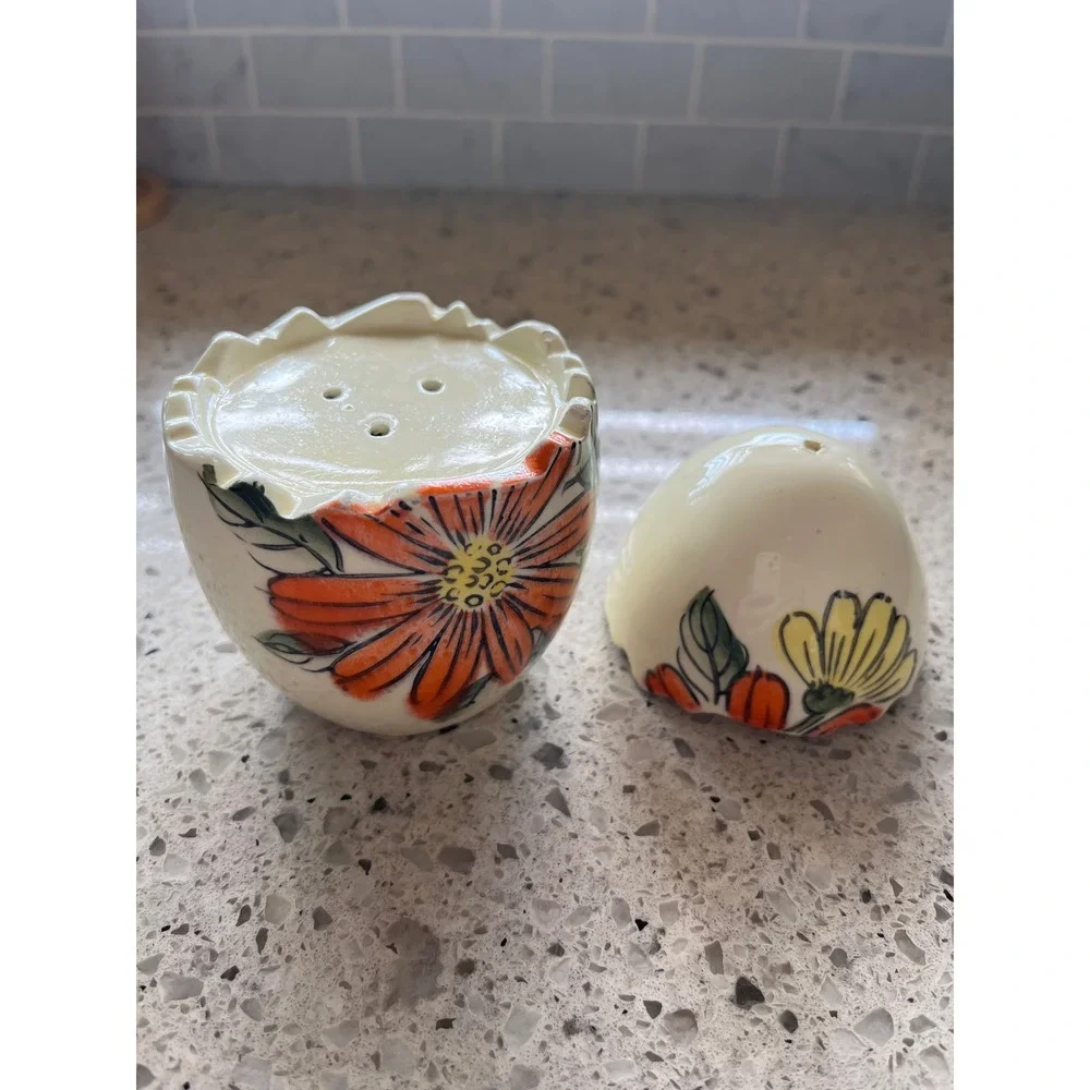 Vintage LegoJapan Ceramic Egg Salt and Pepper Shakers
